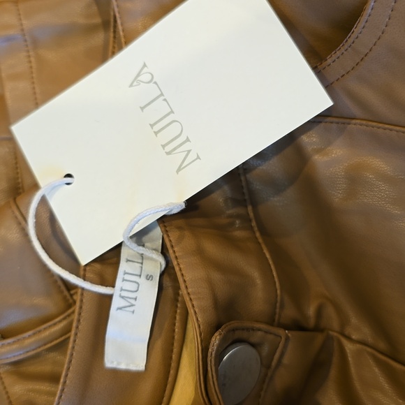NWT Reina Faux Leather Pants | Mulla | coffee tan Msrp: $72 - Picture 9 of 9